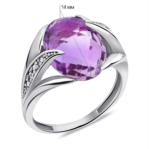Кольцо из серебра с аметистом и фианитами (арт. 7501/2297А) – изображение 2