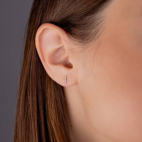 Пусеты из белого золота с бриллиантами  (арт. С341328б) – изображение 2