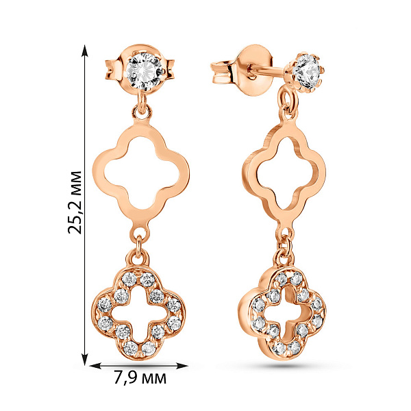 Сережки з червоного золота з фіанітами (арт. 1091592) – зображення 3