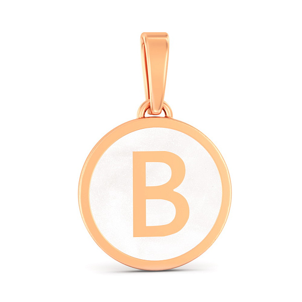 Кулон Буква В из красного золота с эмалью (арт. 440993еп) – изображение 1