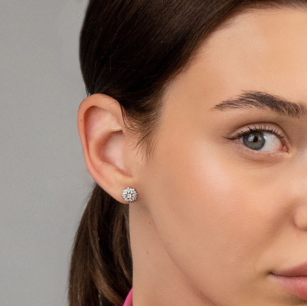 Серьги-пусеты из золота с россыпью бриллиантов (арт. Т011222050б) – изображение 3