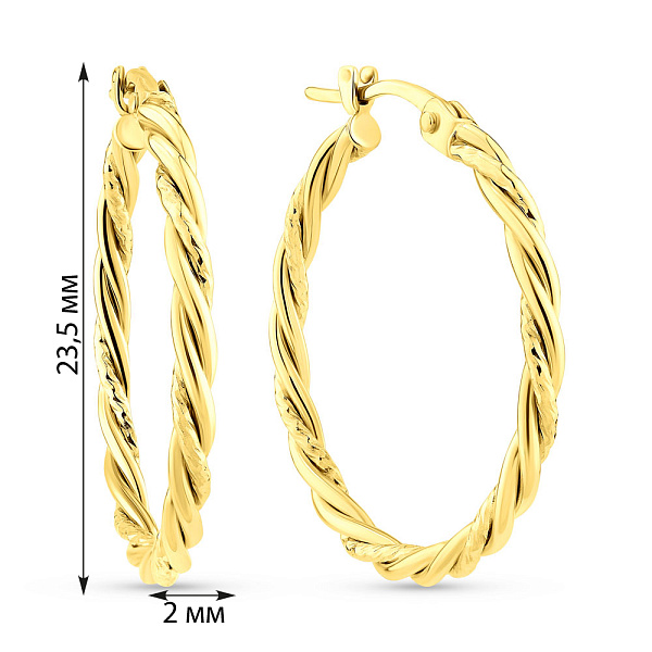 Сережки-кільця з жовтого золота (арт. 1091726/25ж) – зображення 4