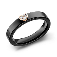 Кольцо из черной керамики и золота с бриллиантами (арт. К011793кч)
