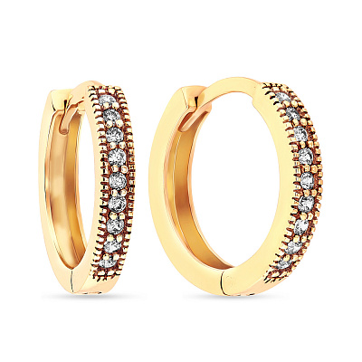 Золотые сережки кольца с дорожкой из фианитов (арт. 101741ж)
