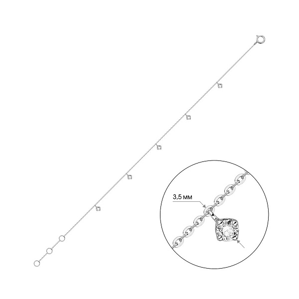 Браслет з білого золота з діамантами (арт. Б341633015б) – зображення 3