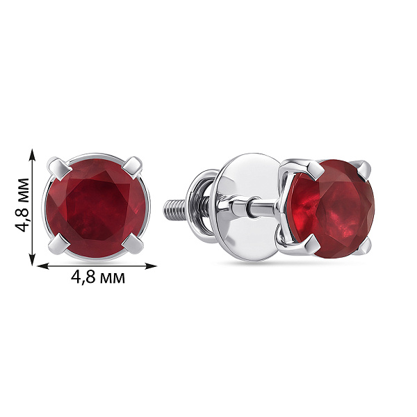 Срібні сережки-пусети з рубіном (арт. 7518/2123354Р) – зображення 2