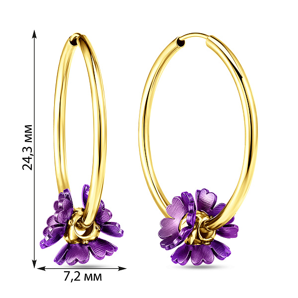 Золотые серьги Francelli Фиалки (арт. 1091788/20жф) – изображение 2