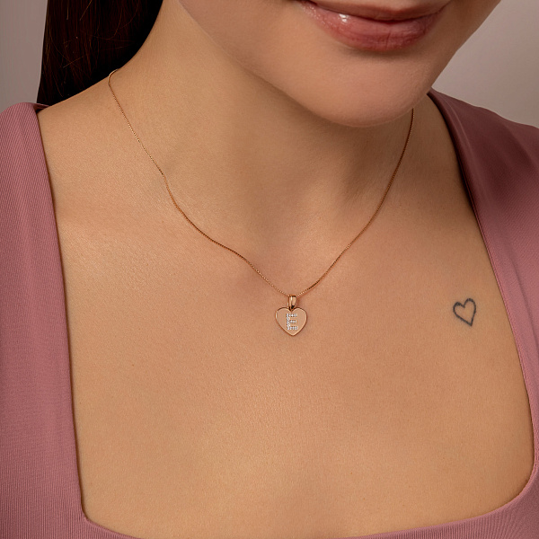 Кулон Буква Е из красного золота с фианитами (арт. 440984) – изображение 2