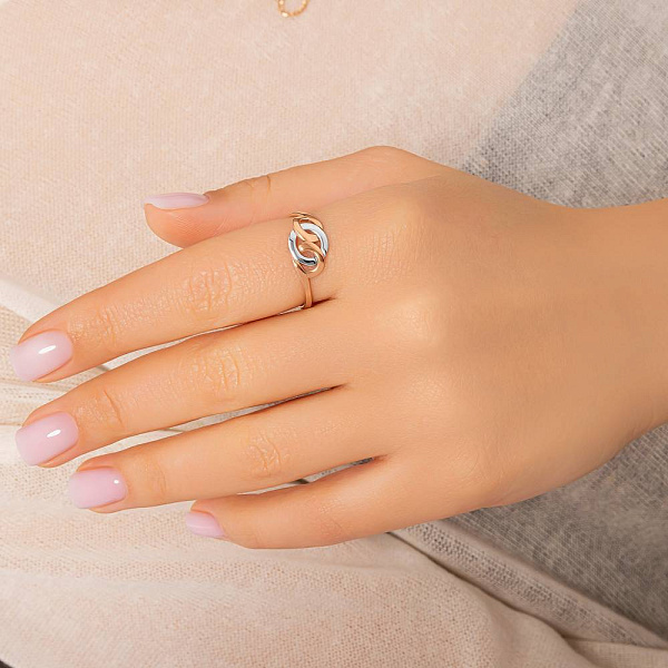 Кольцо из красного и белого золота Звенья (арт. 156499кб) – изображение 2