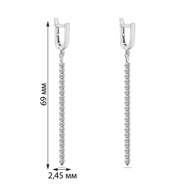 Серьги-подвески из белого золота (арт. 107057б) – изображение 4