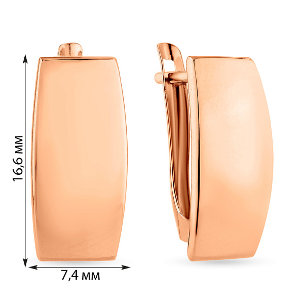 Серьги из красного золота без камней (арт. 121600) – изображение 4