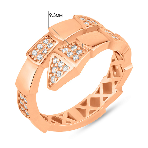 Кольцо Змея  из красного золота с фианитами (арт. 156334) – изображение 4