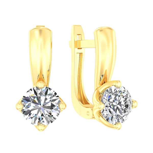 Золотые серьги с одним камнем (арт. 118200ж) – изображение 1