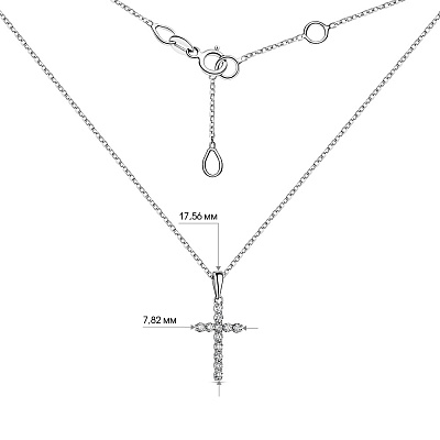 Колье Крест из белого золота с бриллиантами (арт. Ц341188015б)