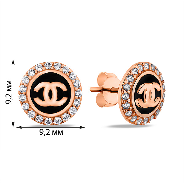 Сережки з червоного золота з емаллю (арт. 107827еч) – зображення 2