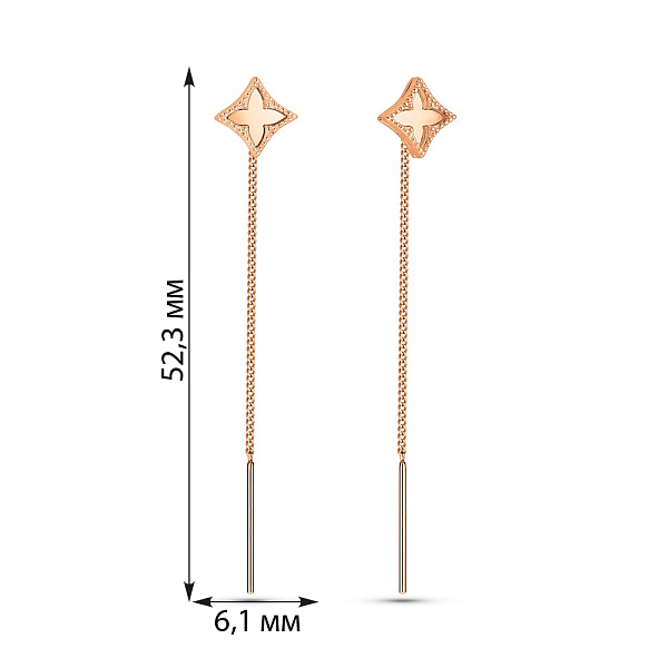Золоті сережки-протяжки (арт. 109708) – зображення 2