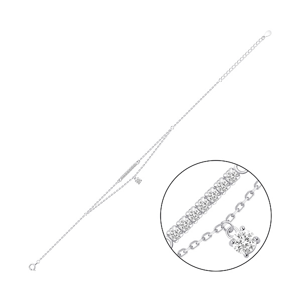 Серебряный браслет на ногу с фианитами (арт. 7509/5408н) – изображение 1