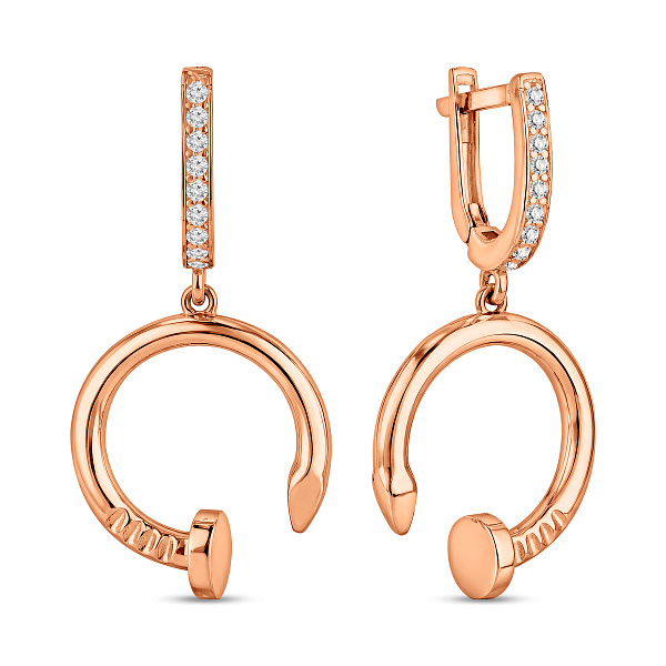 Золотые серьги с фианитами Гвоздь (арт. 105402) – изображение 1