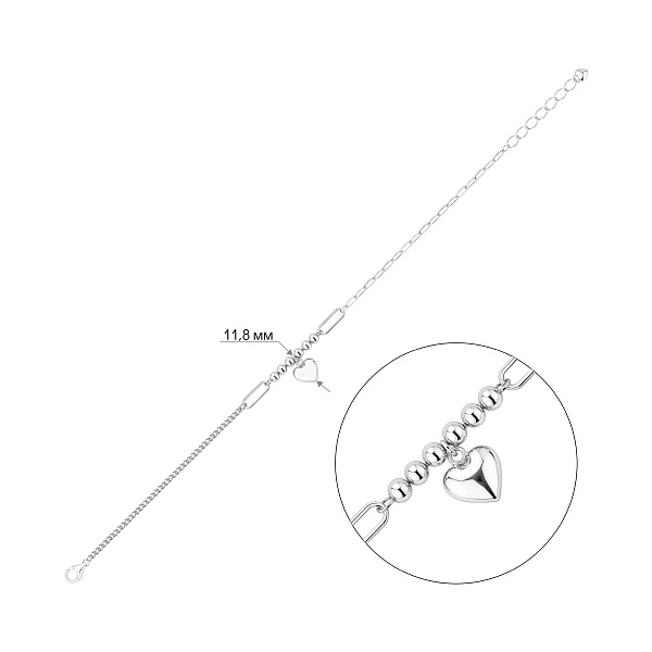 Серебряный браслет Сердце (арт. 7509/5268) – изображение 2
