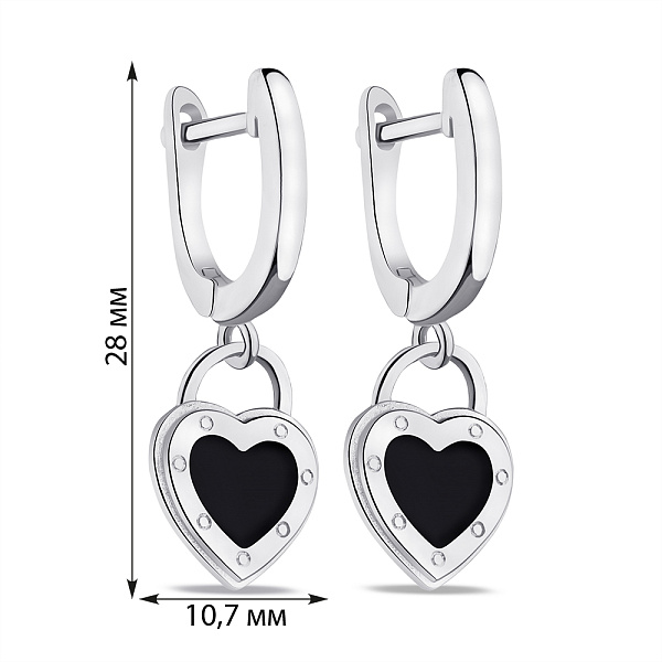 Сережки-підвіски зі срібла з чорною емаллю (арт. 7502/9133еч) – зображення 2