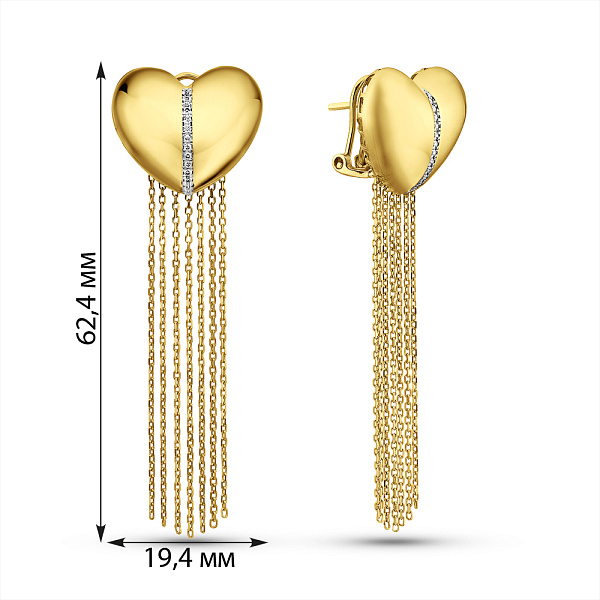 Золоті сережки Francelli Сердечка з діамантами (арт. С111382010ж) – зображення 7