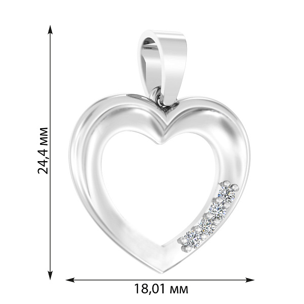 Золотая подвеска Сердце с фианитами (арт. 440478б) – изображение 3
