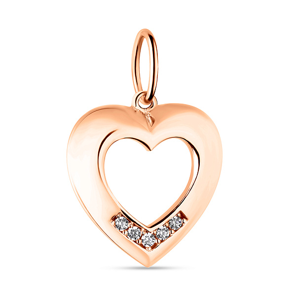 Подвеска Сердце из красного золота с фианитами (арт. 424250) – изображение 1
