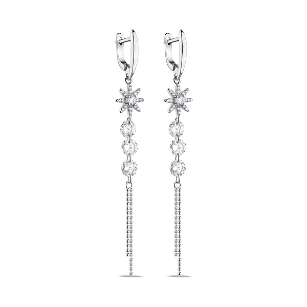 Серебряные серьги-подвески с фианитами (арт. 7502/9022) – изображение 1