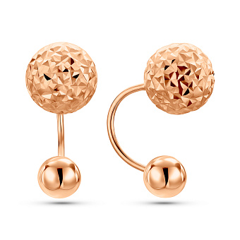 Фото Золотые серьги-джекеты с алмазной насечкой (арт. 1101249/10а)