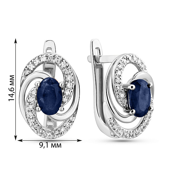 Сережки из белого золота с сапфиром и бриллиантами (арт. С011050бс) – изображение 2