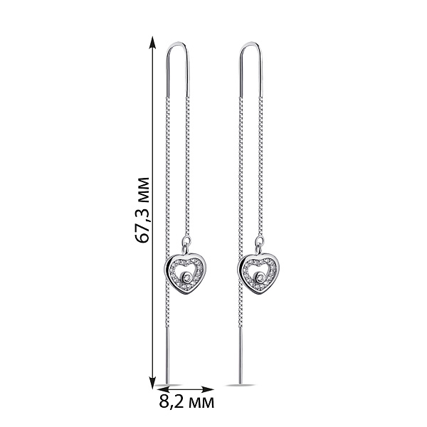 Длинные серебряные серьги Сердечко (арт. 7502/9676) – изображение 2
