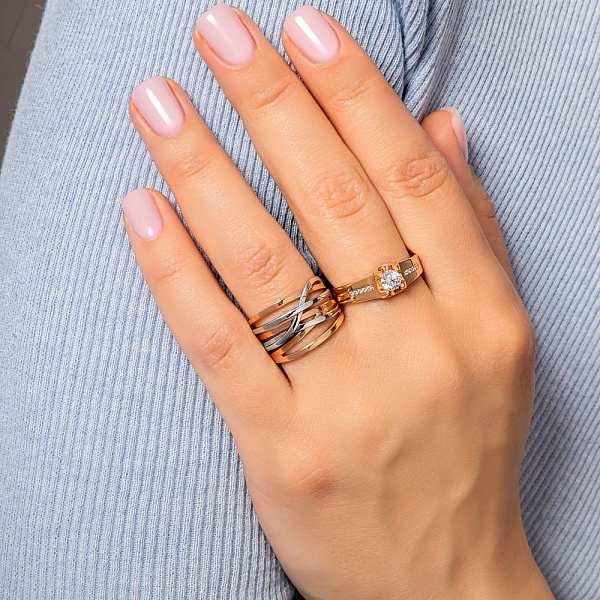 Каблучка Синергія з червоного та білого золота (арт. 140732) – зображення 3