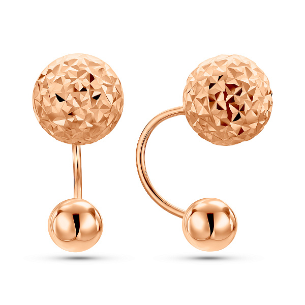 Золотые серьги-джекеты с алмазной насечкой (арт. 1101249/10а) – изображение 1