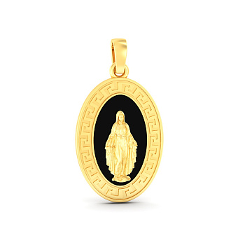 Фото Золотая ладанка Божья Матерь с эмалью (арт. 440935жеч)