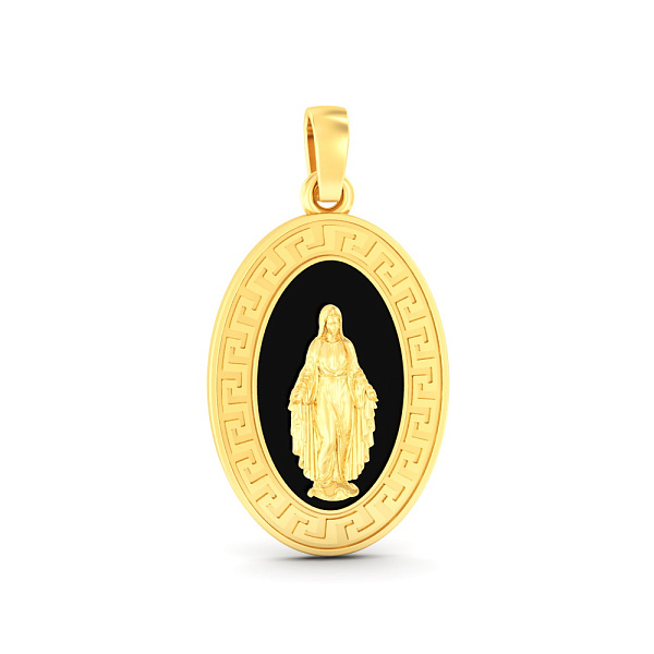 Золотая ладанка Божья Матерь с эмалью (арт. 440935жеч) – изображение 1