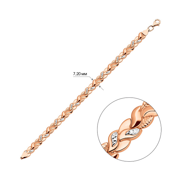 Браслет з золота з алмазною гранню і родіюванням (арт. 327138р) – зображення 2