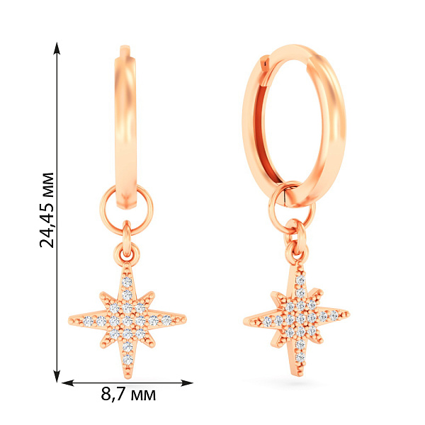 Золотые серьги с фианитами (арт. 110015) – изображение 4