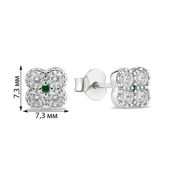 Срібні пусети з альпінітом і фіанітами (арт. 7518/7177аз) – зображення 2