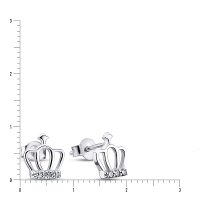 Срібні сережки пусети «Корона» з фіанітами (арт. 7518/5149)