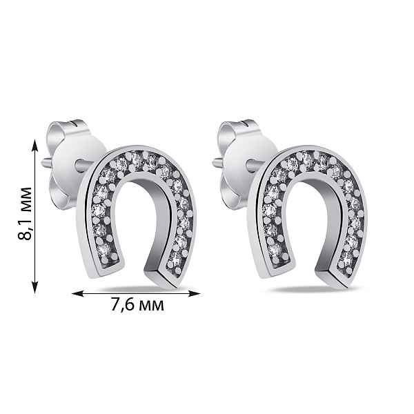 Срібні сережки Підкова з фіанітами (арт. 7518/7102/1) – зображення 2