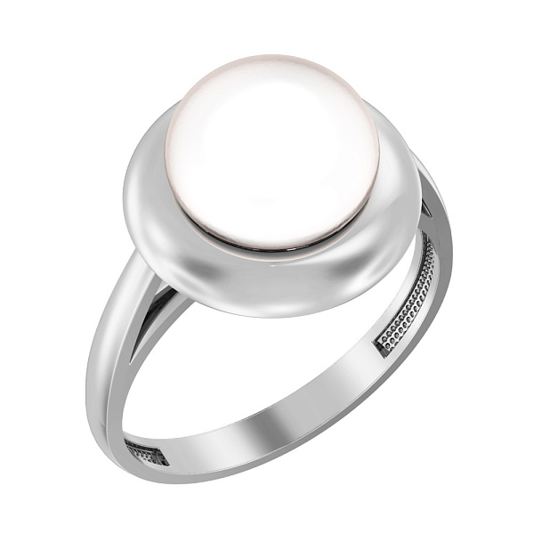 Золота каблучка в білому кольорі металу з перлиною (арт. 145900б) – зображення 1