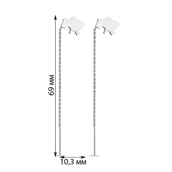 Серебряные серьги "Украина" без камней (арт. 7502/475сп) – изображение 2