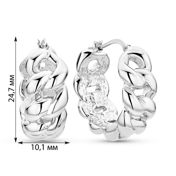 Золотые сережки-кольца Francelli в белом цвете металла (арт. 109746/25б) – изображение 3