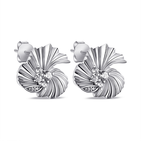 Серебряные серьги Цветы с фианитами (арт. 7518/6932) – изображение 1