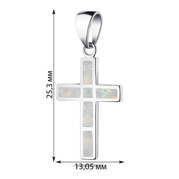 Срібний підвіс-хрестик з опалом (арт. 7503/3403Поб) – зображення 2