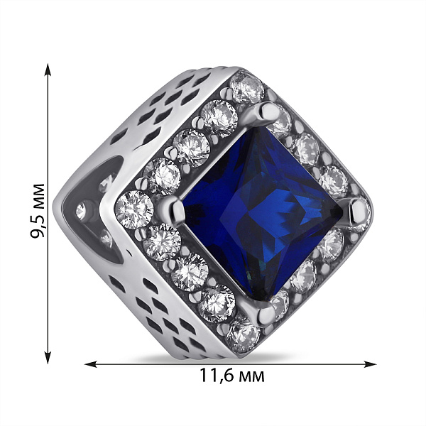 Серебряный шарм с синим альпинитом и фианитами (арт. 7903/П5ФС/7091) – изображение 2