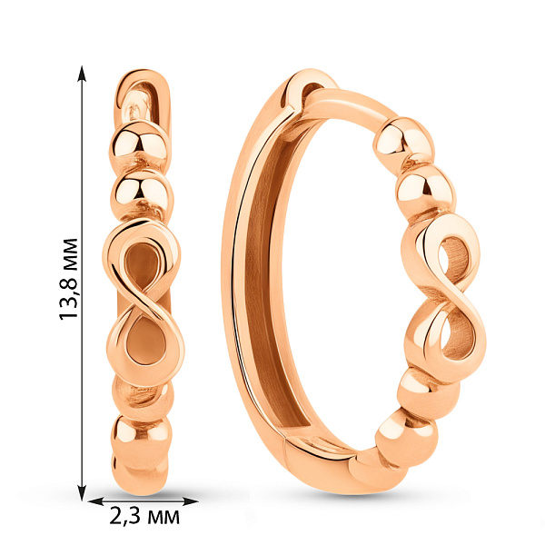 Золоті сережки-кільця Нескінченність (арт. 108751/15) – зображення 4