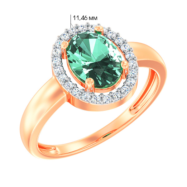 Золота каблучка з кварцом (арт. 141153Псз) – зображення 2