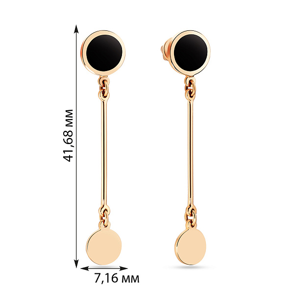 Золотые серьги подвески Лýна с эмалью (арт. 111067ч) – изображение 3