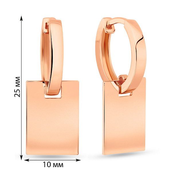 Серьги из красного золота без камней (арт. 106089/15) – изображение 2
